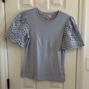 Philosophy Light Blue Eyelet Sleeve Blouse